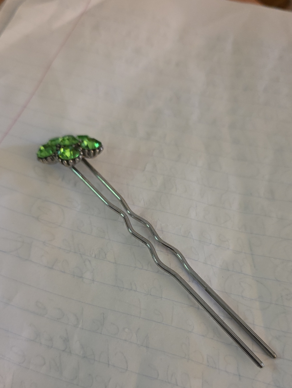 Green Crystal Hair Pin - Women Accessories